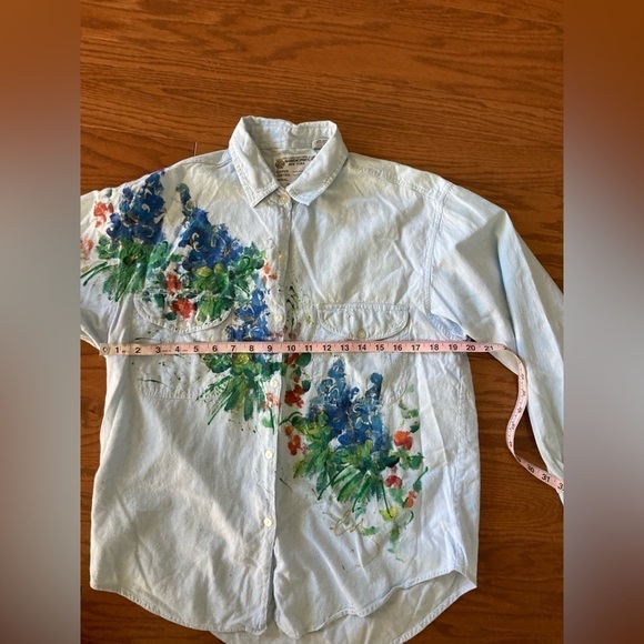 ASC International Clothing Andrew Sports Oversized Topstitch Denim Blouse - Picture 7 of 12